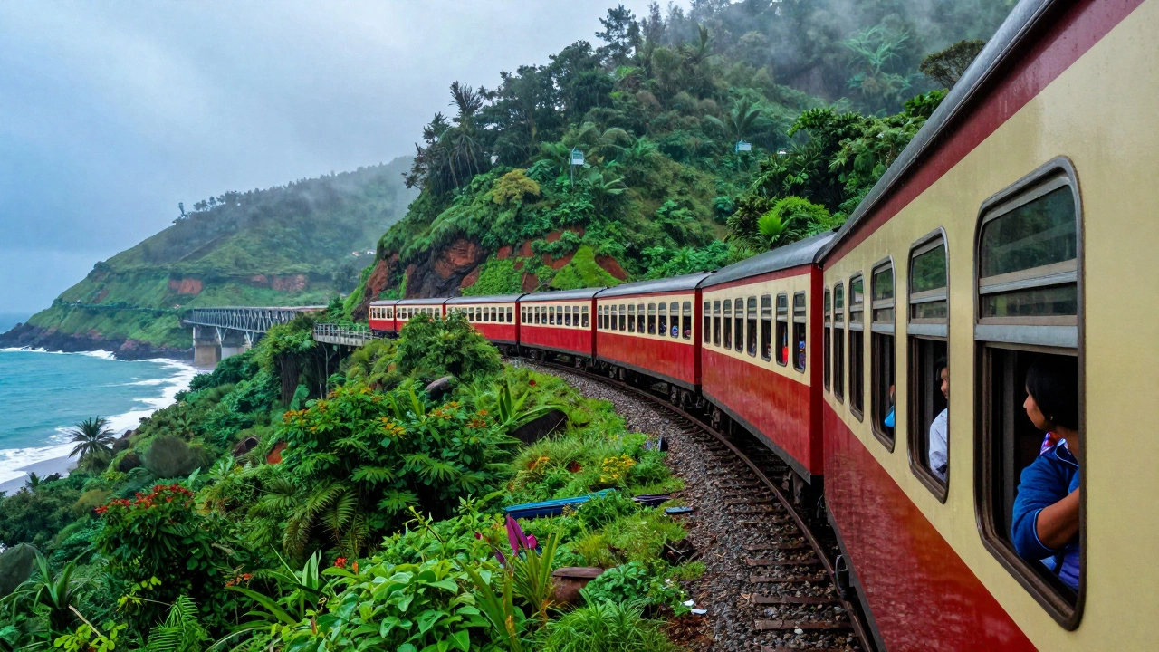 Scenic train ride along the coastal Konkan Railway route